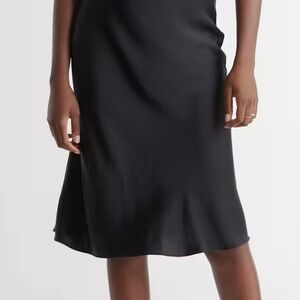Quince Black Washable Silk Black Midi Skirt